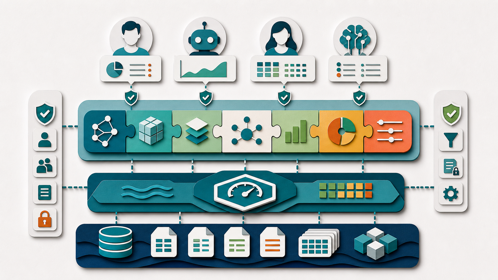Open lakehouse operating model for composable semantic modeling